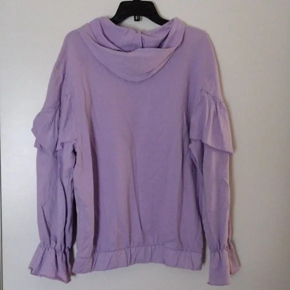 Zara lavender ruffle zip up long oversized hoodie size small - Picture 8 of 13